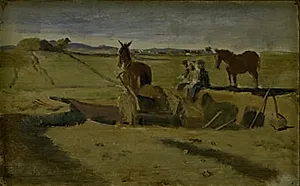 Mergling af Vallekilde præstegårdsmark, i baggrunden Hankehøj by Johan Thomas Lundbye