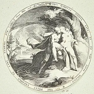 Merkur omfavner nymfen Lara by Jan Harmensz. Muller