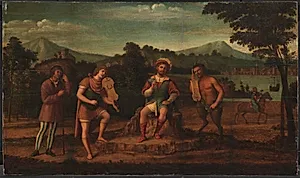 Midas' dom ved Apollons og Marsyas' musikalske væddestrid by Giovanni Battista Cima da Conegliano