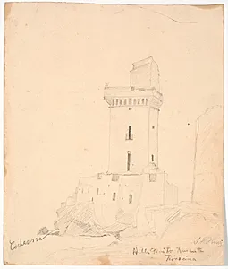 Middelalderligt vagttårn ved stranden i Terracina by L.A. Ring