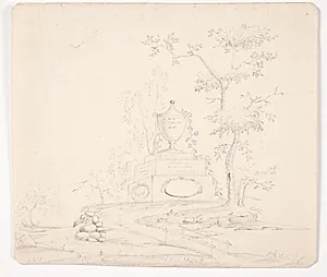 Mindesmærke med vase og kilde by Johan Bülow