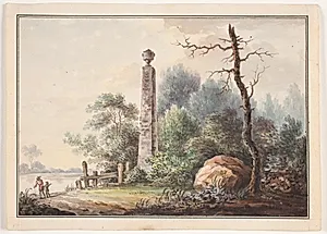 Mindestøtte ved en sø by Elias Meyer