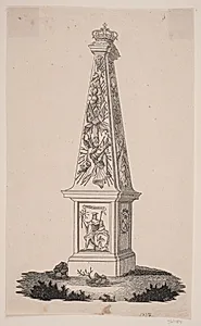 Mindestøtte ved Frederikshald på det sted, hvor Karl 12. faldt by Andreas Flinch