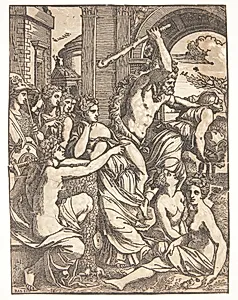 Misundelsen jages ud af musernes tempel by Ugo da Carpi