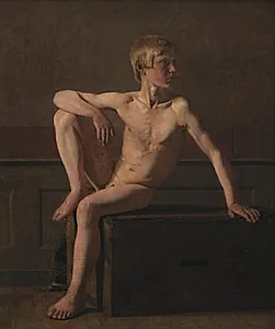 Modelfigur. Siddende dreng by Christen Købke