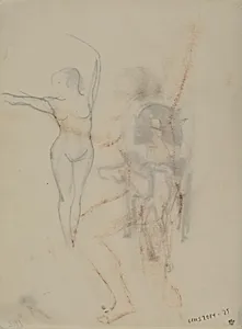 Modelstudie af mand med opløftede arme by J.A. Jerichau (II)