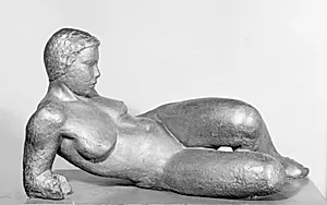 Modelstudie. Liggende nøgen kvinde uden arme by Johan H. Saxild