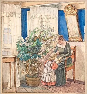 Moder og barn ser billeder (Anna og Hans Syberg) by Fritz Syberg