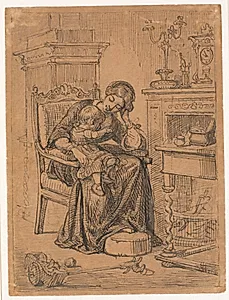 Moder og søn. Interiør by Wilhelm Marstrand