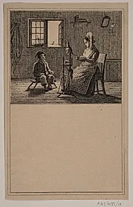 Moder og søn. Nr. 18 i Chr. Winther og M. Rørbye, "25 Billeder for små børn" by Adolph Kittendorff