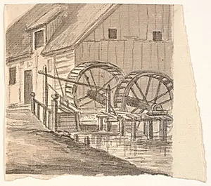 Møllehjul og del af mølle by J.P. Møller