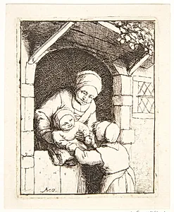 Mor med to børn by Adriaen van Ostade