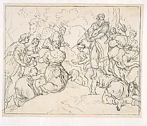 Moses slår vand af klippen by Francesco la Marra