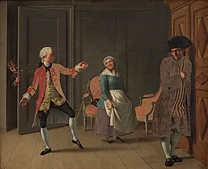 Motiv fra Ludvig Holbergs "Jean de France", I akt, 6. scene by C.W. Eckersberg