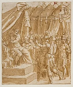 Mucius Scaevola for Porsenna by Ubekendt