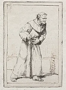 Munken har mavepine by Carl Bloch