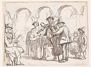Musikanten på Markuspladsen, Venedig by Wilhelm Marstrand