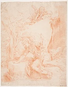 Narcissus ved kilden. (Ovid, Net.III, 415) by Hendrik Krock