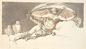 Natten, en hvilende kvinde med flagermusvinger by Nicolai Abildgaard