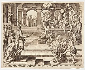 Nedslagtningen af præsterne fra Samaria by Philips Galle