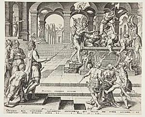 Nedslagtningen af præsterne fra Samaria by Philips Galle