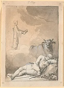 Niels Klim hører i drømme degnen i Fane kirke by Nicolai Abildgaard