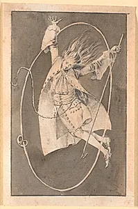 Niels Klims nedfart; udenom ham svæver kommenskringlen by Nicolai Abildgaard