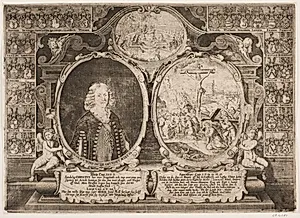 Niels Vind til Grundet og en fremstilling af Kristus på korset by Hans Andreas Greys