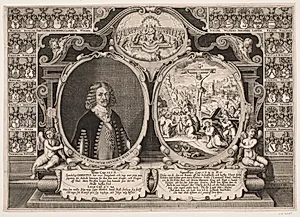 Niels Vind til Grundet og en fremstilling af Kristus på korset by Hans Andreas Greys