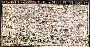 Nievwe carte des lans van beloften ende heilige stat Ierusalem. by Ubekendt