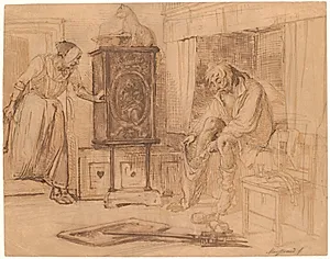 Nille finder Jeppe sovende med bukserne på det ene ben by Wilhelm Marstrand