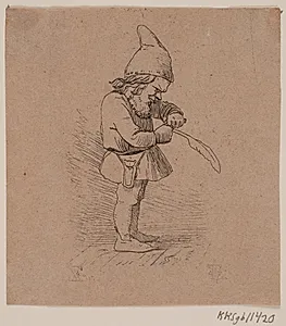 Nisse, der skærer en pen by Johan Thomas Lundbye