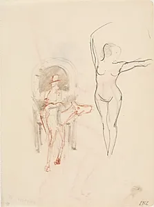 Nøgen kvinde og hestedrosche by J.A. Jerichau (II)