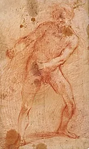 Nøgen mand, der trækker i et net (?) by Francesco Montelatici