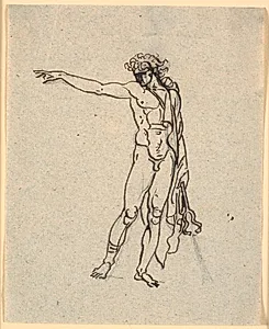 Nøgen mand, Hermes (?) med udstrakt højre arm by Nicolai Abildgaard