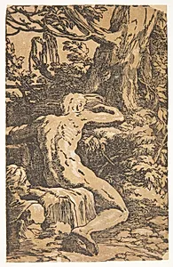 Nøgen mand (Narcissus?), set fra ryggen by Antonio da Trento