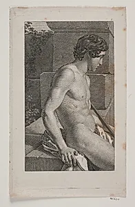 Nøgen mandlig model, profil mod højre by Erling Eckersberg