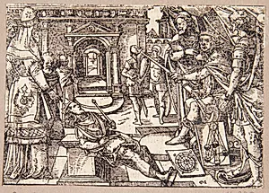 Numa Pompilius inddeler året i tolv måneder by Tobias Stimmer