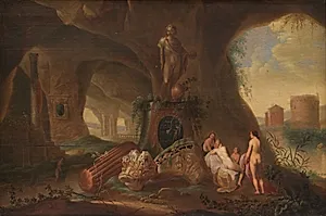 Nymfer i en grotte by Abraham van Cuylenborch