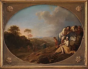 Nymfer i et landskab by Dirck van der Lisse