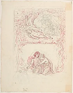 Nymferne finder Eros sovende by Lorenz Frølich