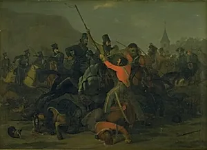 Oberst Boncke Bönnichsens fald den 6. december 1813 under en fægtning mellem jyske dragoner og kosakker by Jørgen V. Sonne