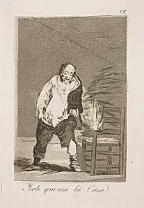 Og man brænder hans hus by Francisco de Goya