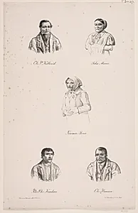 Ole Kollerød, Sidse Marie, Tømmer Lene, Peter Chr. Knudsen og Ole Hansen by Peter Henrik Gemzøe