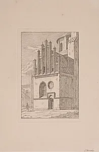 Oluf Mortensen våbenhus ved Roskilde Domkirke by Jacob Kornerup