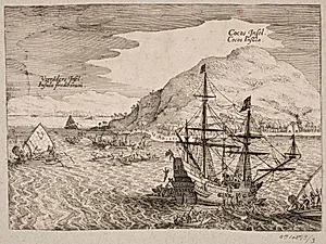 Om hollændernes landgang på Kokosøen by Matthäus Merian (I)