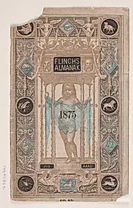 Omslagets forside til "Flinchs Almanak" by F. Hendriksen