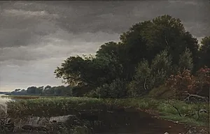 Opklarende vejr efter en regnbyge ved Gurre Sø by P.C. Skovgaard