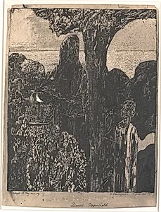 Opsøger sin tante, Miss Betsey Trootwood, Dover. by Christian Kongstad Petersen