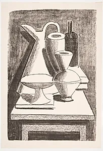 Opstilling. Kande, flaske m.m. by Vilhelm Lundstrøm